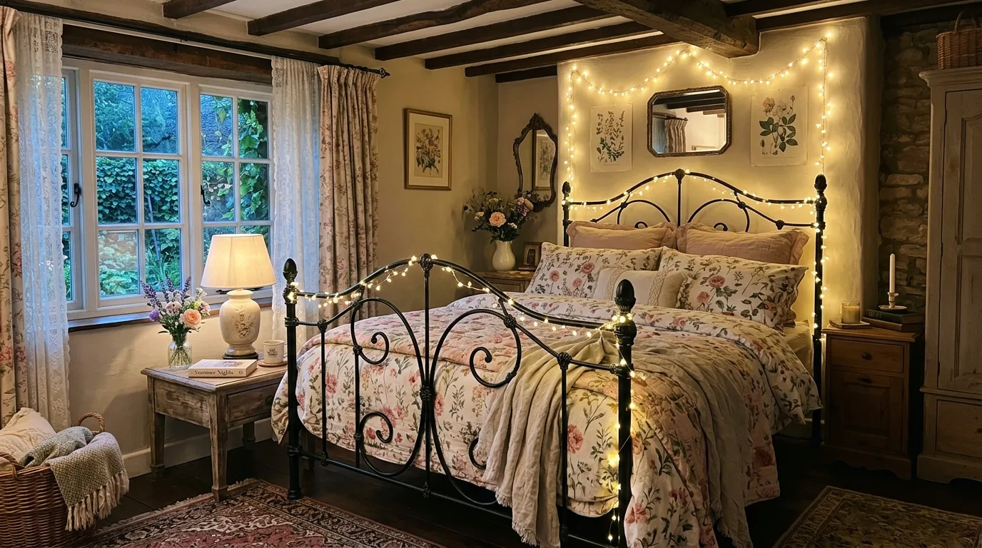 Use curtains to soften the whole room inspiration for a cottagecore bedroom.